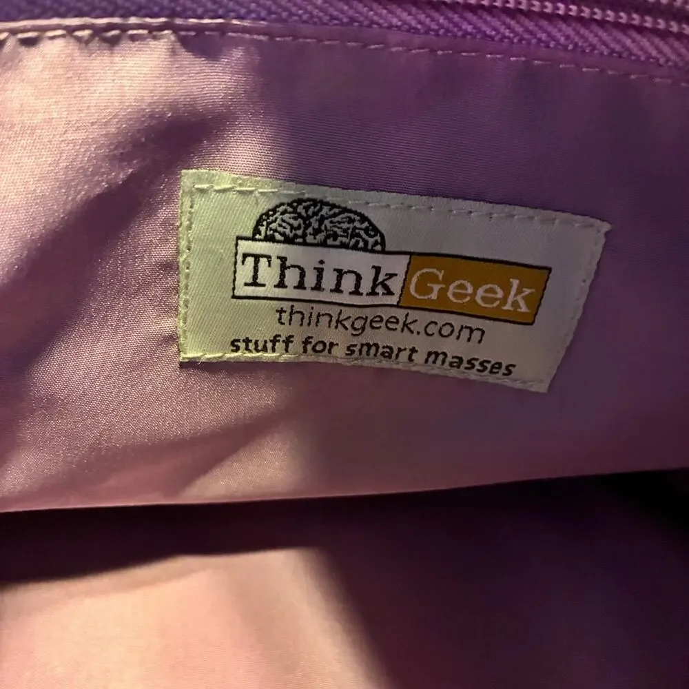 Rare ThinkGeek Handbag of Holding Canvas Messenger Laptop Tote Bag Brown Pink